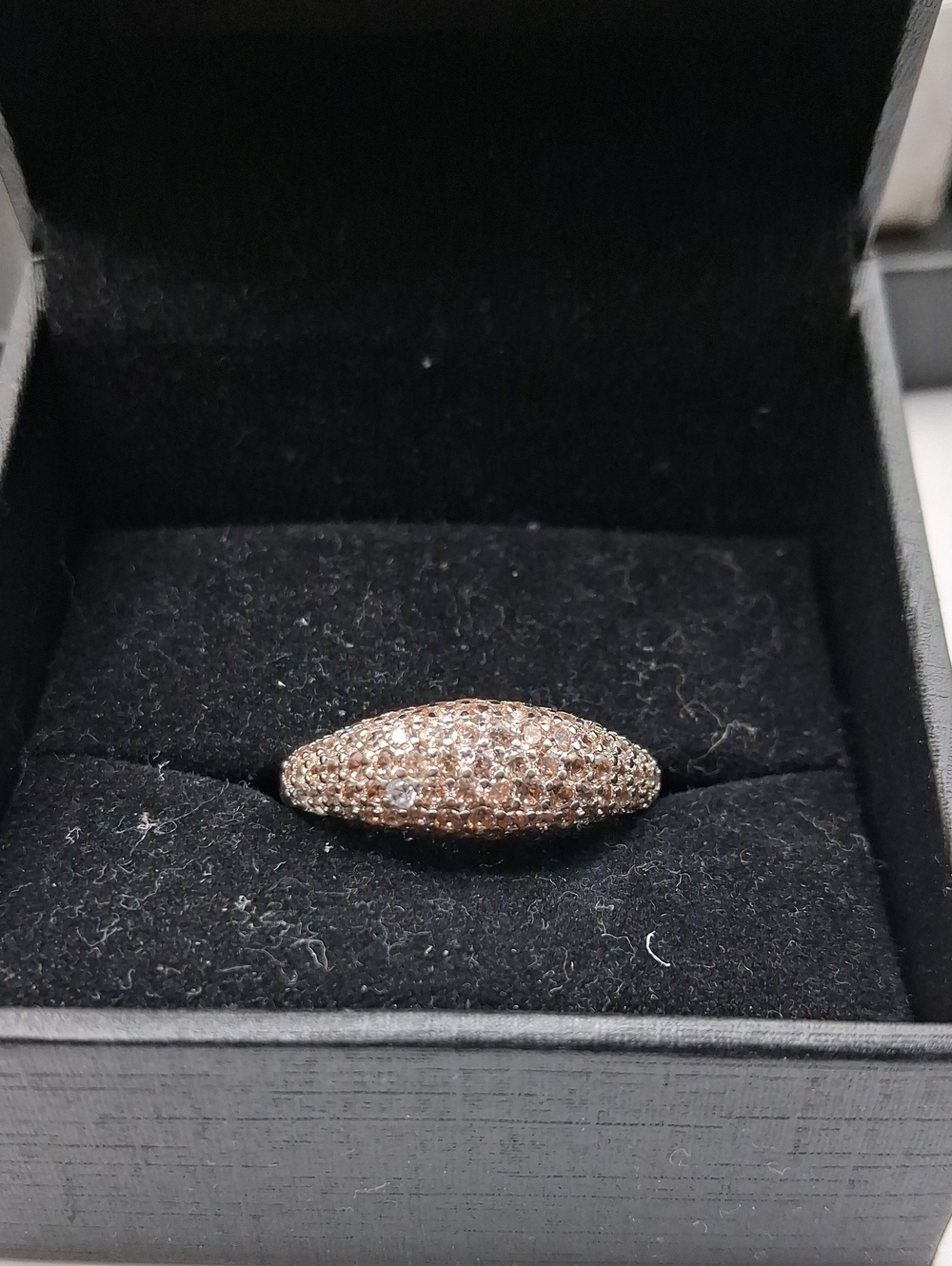 Bomb Party Pave Crystal Dome Ring in Champagne Size 11 R829